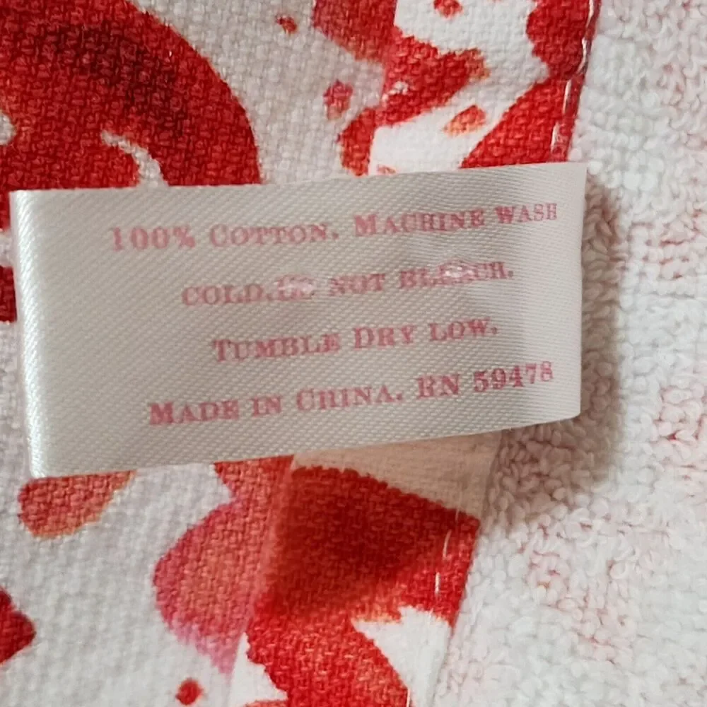 New Bella Lux Terry Kitchen Towel White Red Hearts Valentine Cotton 18